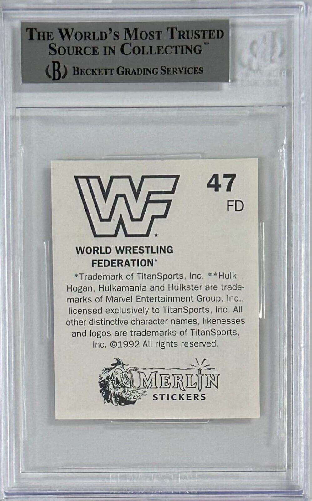Ric Flair Signed Autographed 1992 Merlin WWF Sticker Card #47 Beckett 14058486 Ric Flair Card 1992-merlin-wwf-sticker-47-14058486, view 2, supplier stock photo