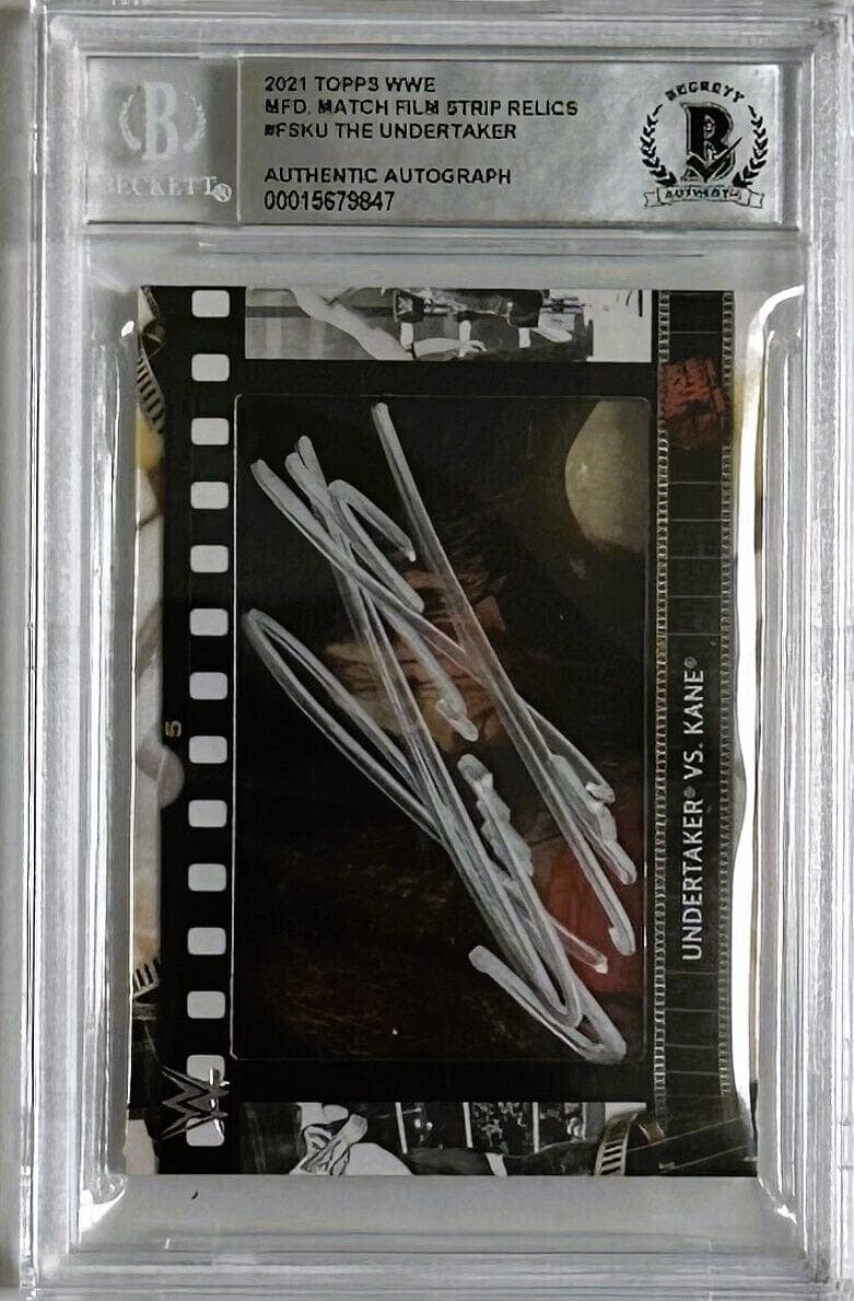 Undertaker Signed 2021 Topps MFD Match Film Strip Relics #FSKU Beckett 15679847 Undertaker Card 2021-topps-mfd-match-film-strip, supplier stock photo
