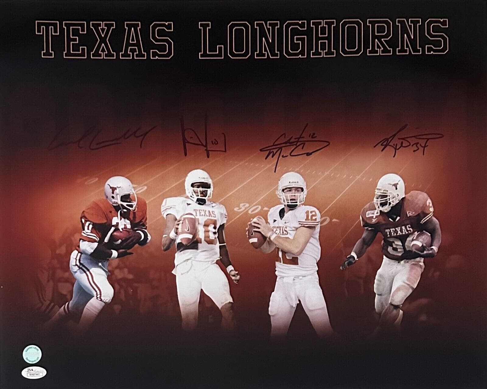 Earl Campbell Vince Young Ricky Williams Colt McCoy UT Signed 16×20 Photo JSA Ricky Williams Photo 16x20-earl-campbell-vince-young-colt-mccoy, supplier stock photo