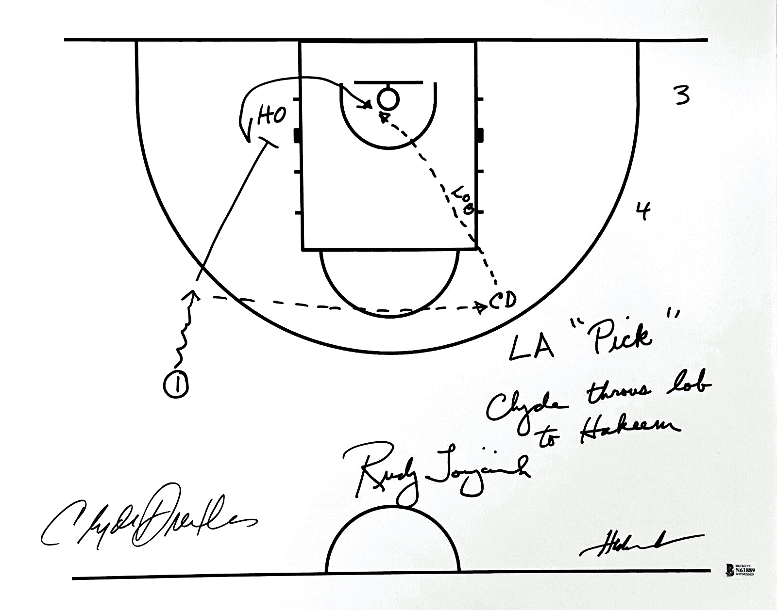 Rudy T Hakeem Olajuwon Clyde Drexler Signed 16×20 Photo Hand Drawn Play Beckett Hakeem Olajuwon Photo 16x20-rudy-clyde-drexler-16-20-drawn, Houston Rockets, supplier stock photo