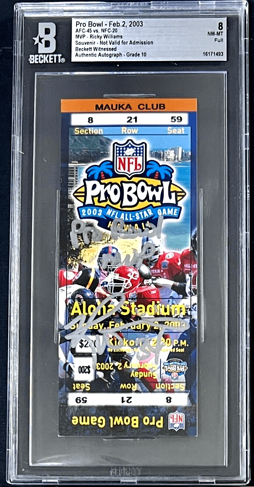 Ricky Williams Signed Pro Bowl Feb. 2, 2003 Souvenir Ticket BAS NM-MT 8 16171493 Ricky Williams Ticket Stub pro-bowl-feb-2-2003-souvenir, supplier stock photo