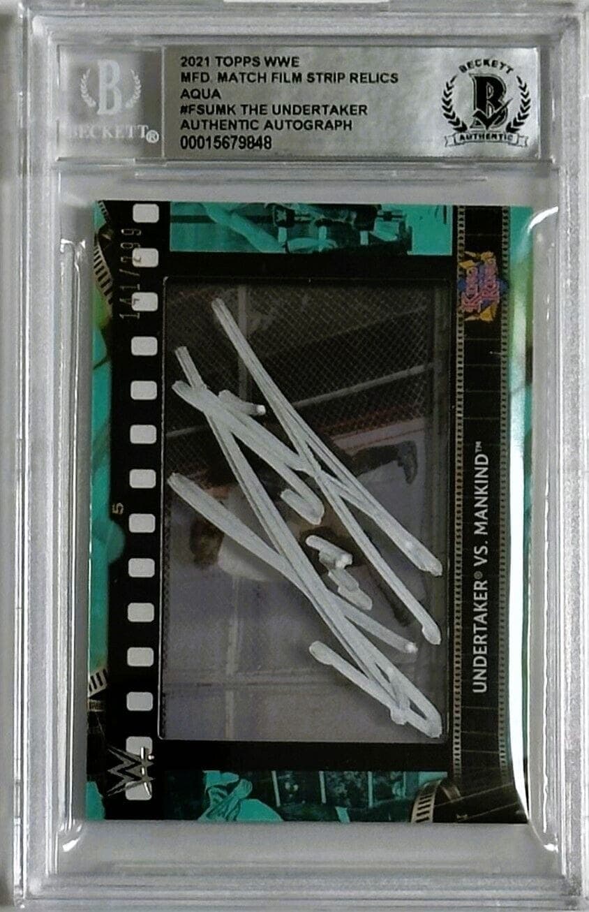 Undertaker Signed 2021 Topps Match Film Strip Relics FSUMK BAS 14609848 #141/299 Undertaker Card 2021-topps-match-film-strip-relics, supplier stock photo