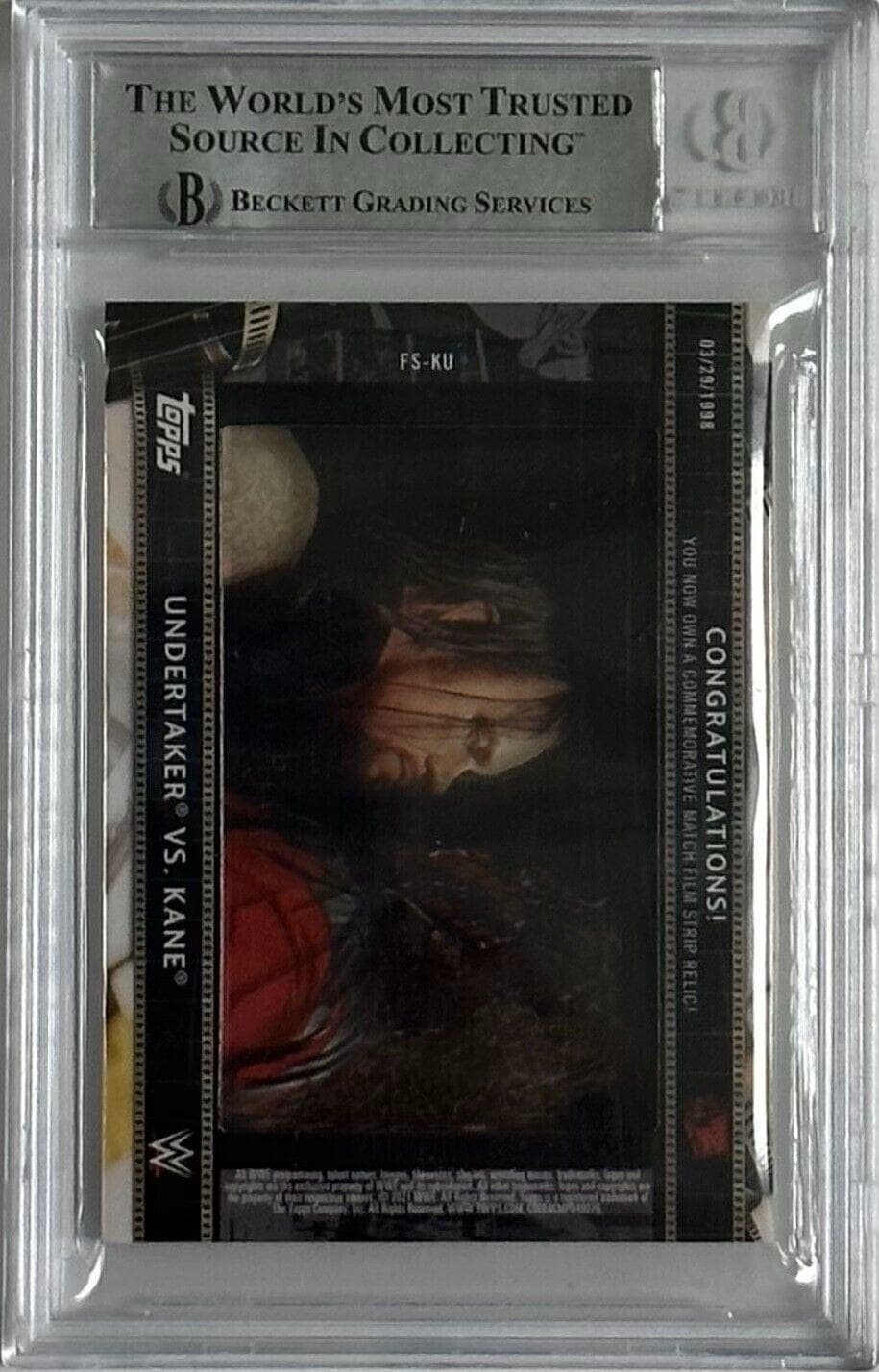 Undertaker Signed 2021 Topps MFD Match Film Strip Relics FSKU Beckett 15679845 Undertaker Card 2021-topps-mfd-match-film-strip, view 2, supplier stock photo