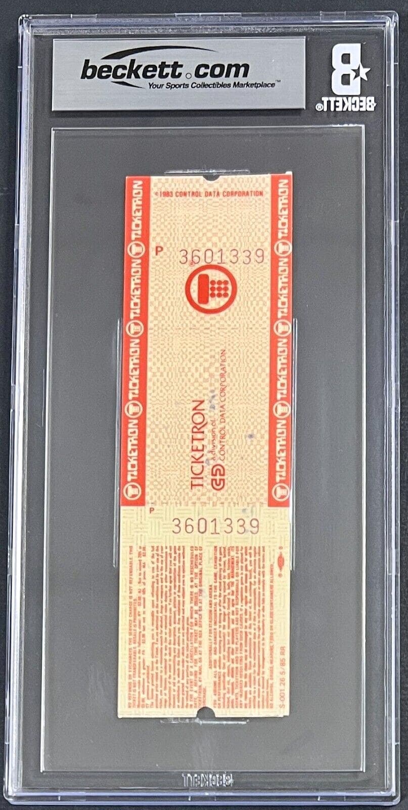PETE ROSE AUTOGRAPHED FULL TICKET SEPTEMBER 11, 1985 BECKETT 9 MINT 4,192nd HIT Pete Rose Ticket Stub full-september-11-1985-9-mint, Cincinnati Reds, view 3, supplier stock photo