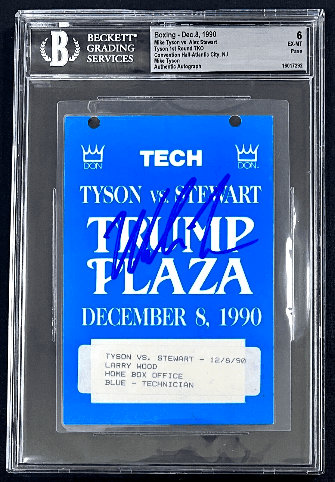 Mike Tyson Signed vs Alex Stewart Pass Beckett EX-MT 6 1st Round TKO Mike Tyson Other mike-tyson-vs-alex-stewart-pass, supplier stock photo