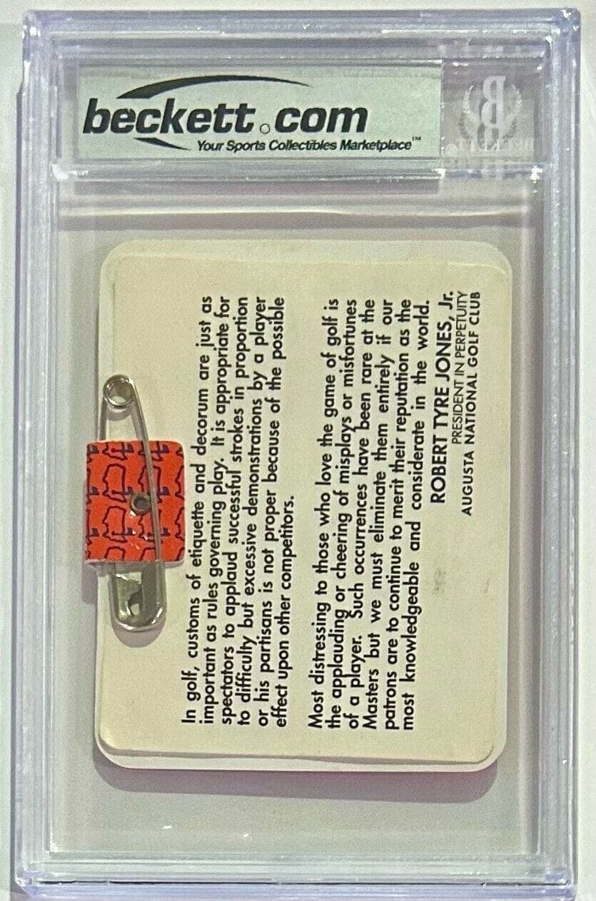 Bernhard Langer Autographed Signed 1993 The Masters Badge Beckett Ex-Mt 6 Bernhard Langer Card bernhard-langer-1993-masters-badge-ex, view 3, supplier stock photo