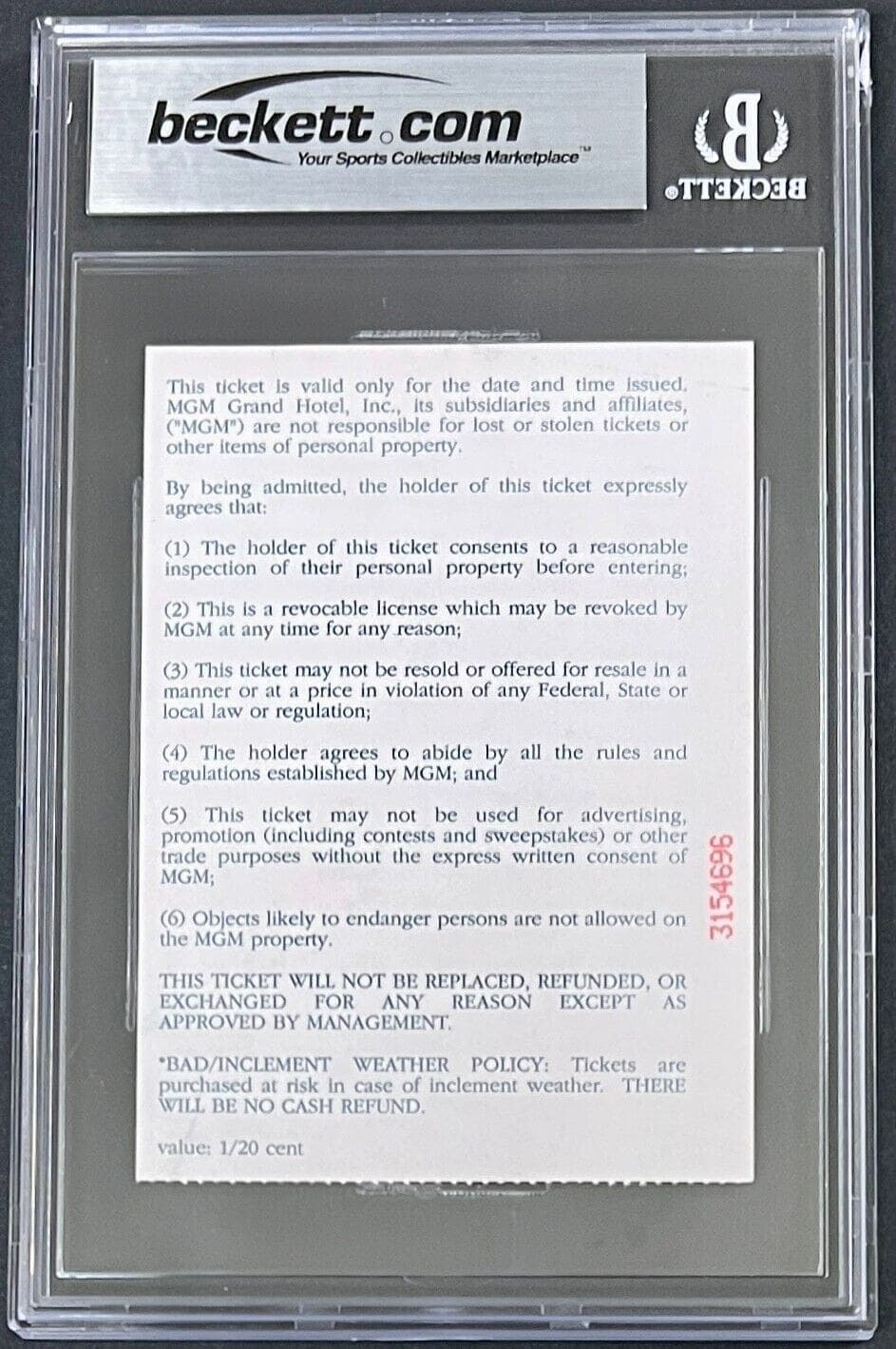 Mike Tyson Signed vs. Frank Burno Boxing Ticket Stub BAS Nm 7 3rd Round TKO Mike Tyson Ticket Stub vs-frank-burno-boxing-nm-7, view 2, supplier stock photo