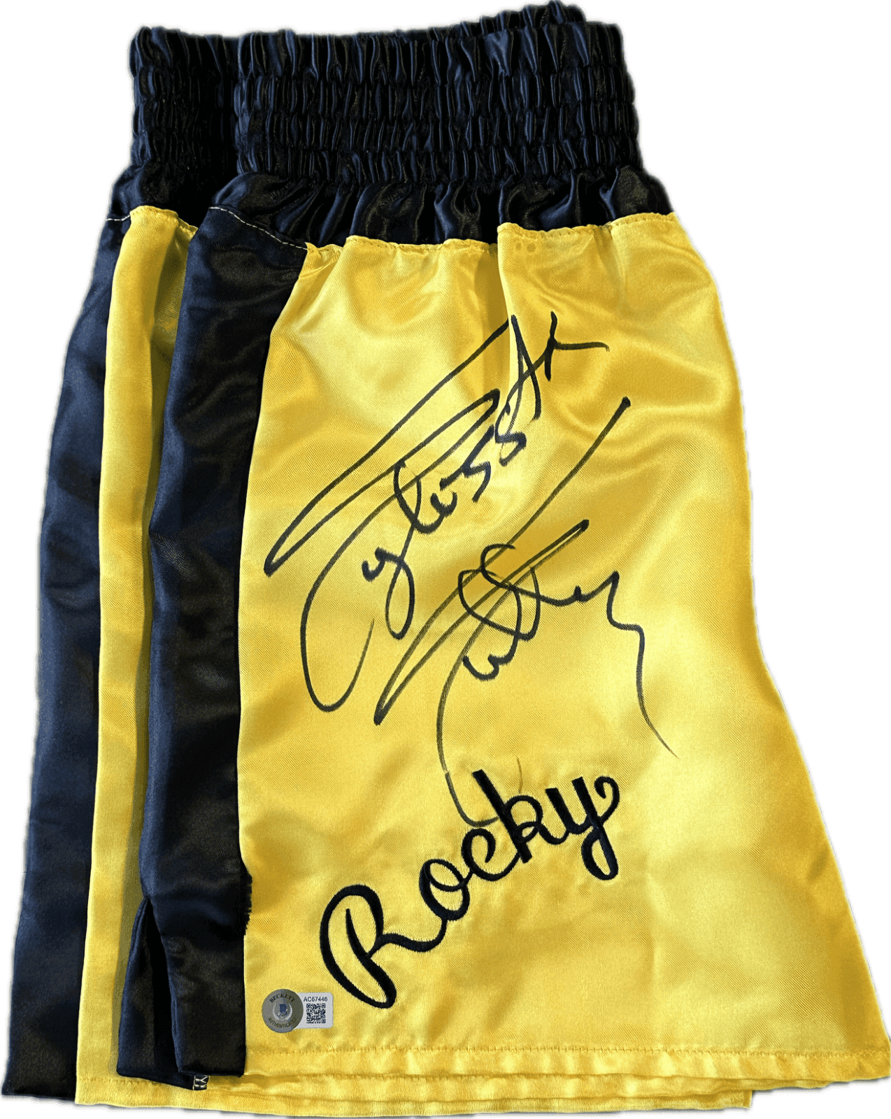 Sylvester Stallone Signed Rocky III Trunks Beckett Authenticated Sylvester Stallone Other sylvester-stallone-rocky-iii-trunks, view 2, supplier stock photo