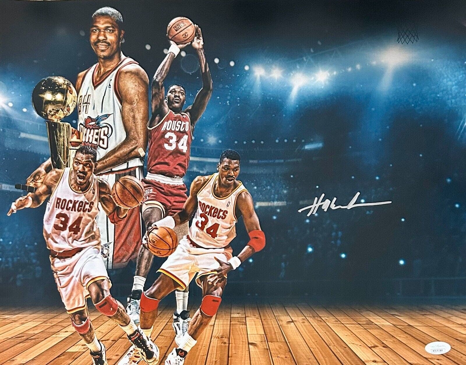 Hakeem Olajuwon Signed Autographed 16×20 Photo JSA Authen Houston Rockets #9 Hakeem Olajuwon Photo 16x20-16-20-authen-9, Houston Rockets, supplier stock photo