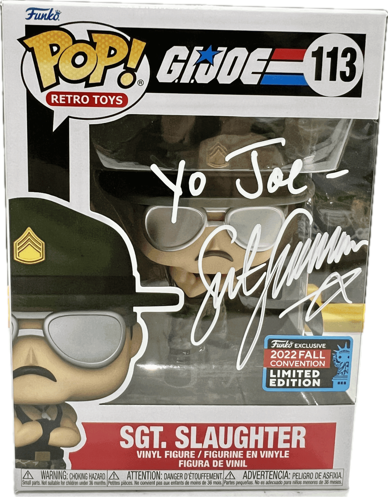 Sgt. Slaughter Signed Autographed Gi Joe Funko POP Figure 113 Beckett White Sgt. Slaughter Other sgt-slaughter-gi-joe-funko-pop, supplier stock photo