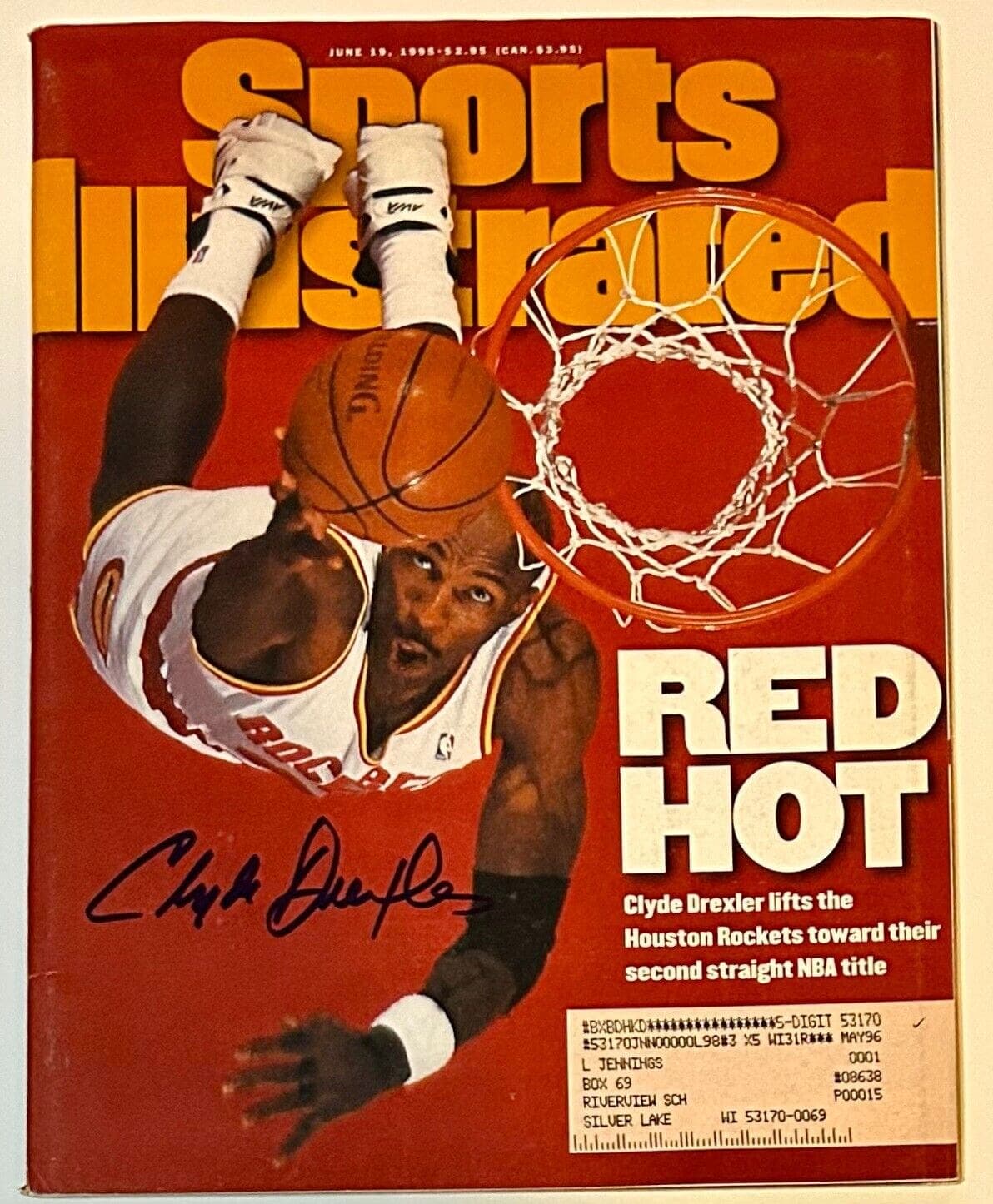 Clyde Drexler Autographed June 19, 1995 Sports Illustrated Magazine JSA Authen Clyde Drexler Other june-19-1995-illustrated-magazine-authen, supplier stock photo