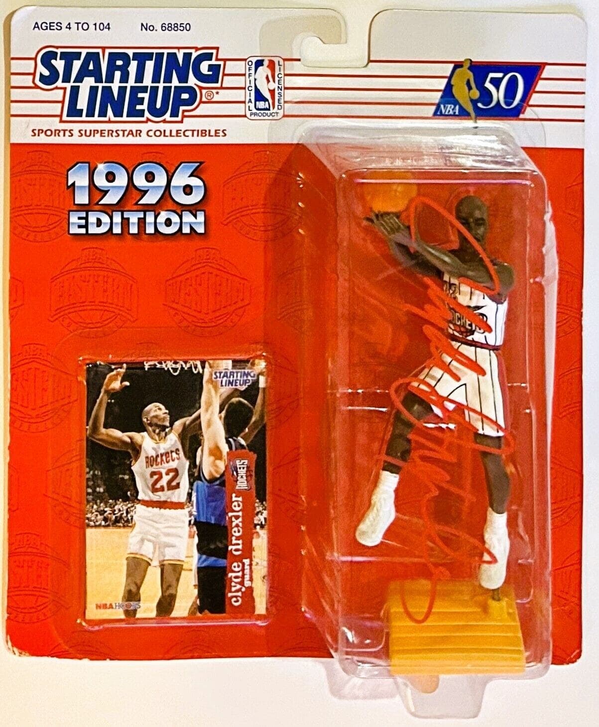 Clyde Drexler Signed Autographed 1996 Starting Lineup NBA 50 JSA Authen Rockets Clyde Drexler Ball 1996-starting-lineup-nba-50-authen, Houston Rockets, supplier stock photo