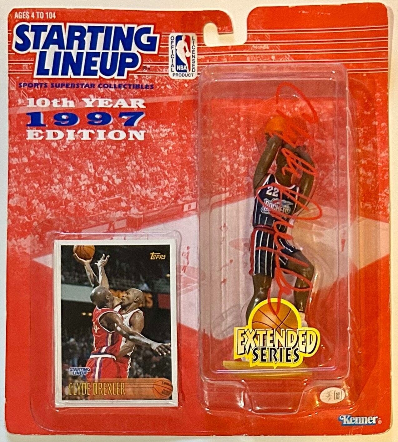 Clyde Drexler Signed Autographed 1997 Starting Lineup 10th Year Edition JSA Clyde Drexler Photo 1997-starting-lineup-10th-year-edition, supplier stock photo