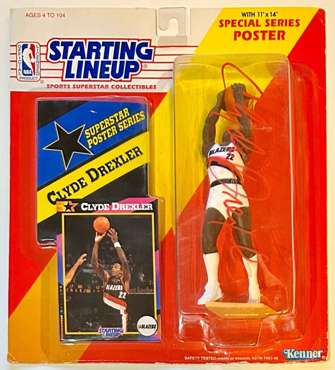 Clyde Drexler Signed Autographed 1992 Starting Lineup JSA Blazzers Clyde Drexler Ball clyde-drexler-1992-starting-lineup-blazzers, Portland Trail Blazers, supplier stock photo