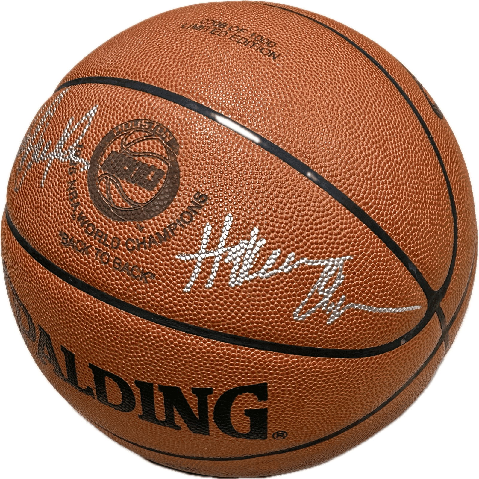 Hakeem Olajuwon & Clyde Drexler Signed Game Model Basketball LE 708 of 1,000 JSA Hakeem Olajuwon Ball clyde-drexler-game-model-basketball-le, Houston Rockets, view 4, supplier stock photo
