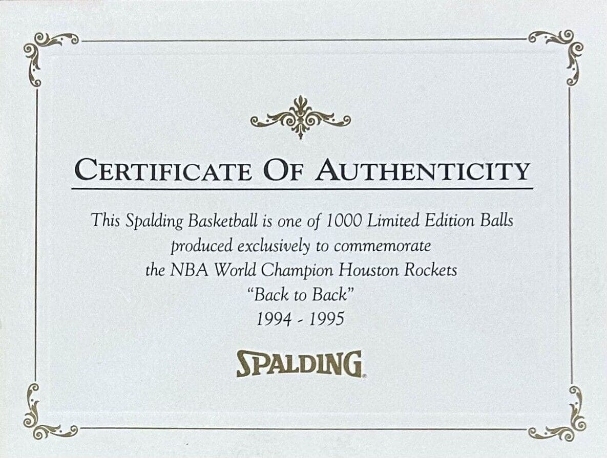 Hakeem Olajuwon & Clyde Drexler Signed Game Model Basketball LE 708 of 1,000 JSA Hakeem Olajuwon Ball clyde-drexler-game-model-basketball-le, Houston Rockets, view 7, supplier stock photo