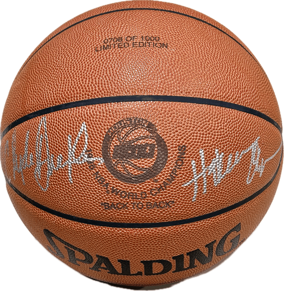 Hakeem Olajuwon & Clyde Drexler Signed Game Model Basketball LE 708 of 1,000 JSA Hakeem Olajuwon Ball clyde-drexler-game-model-basketball-le, Houston Rockets, supplier stock photo
