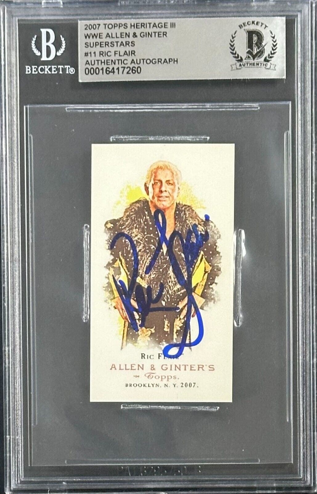 Ric Flair Signed 2007 Topps Heritage III WWE Mini Allen & Ginter 11 BAS 16417260 Ric Flair Card 2007-topps-heritage-iii-wwe-mini, supplier stock photo
