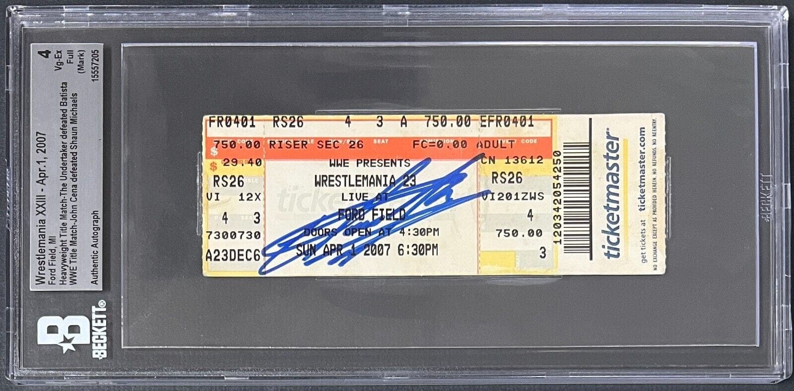 Undertaker Ticket Stub undertaker-wwe-wrestlemania-xxiii-apr-1, supplier stock photo