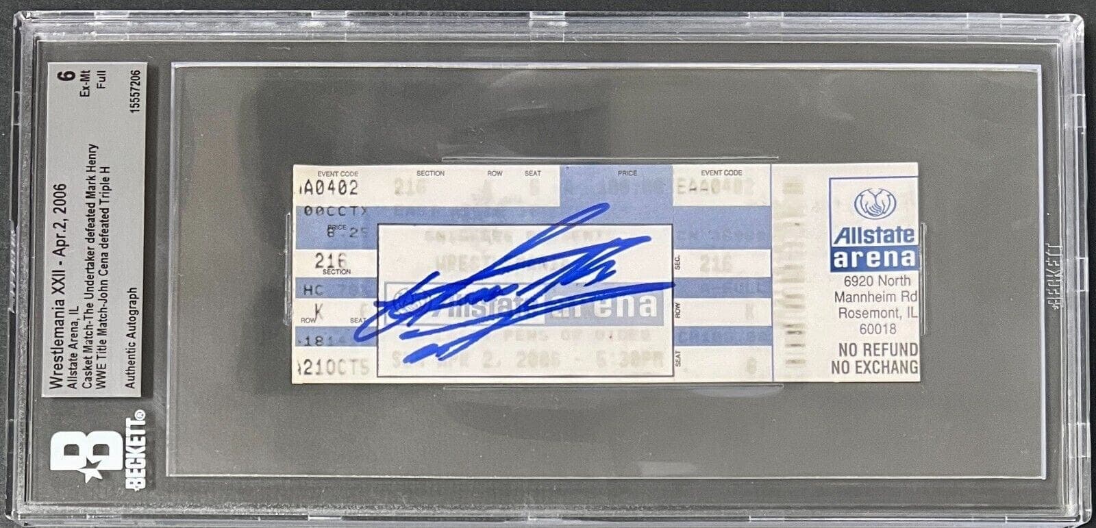 Undertaker Ticket Stub undertaker-wwe-wrestlemania-xxii-apr-2, supplier stock photo