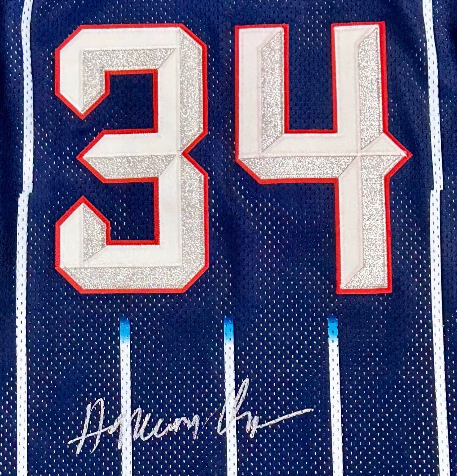 Hakeem Olajuwon Signed 1995-96 Authentic Houston Rockets Pro Cut Jersey Beckett Hakeem Olajuwon Jersey hakeem-olajuwon-1995-96-pro-cut, Houston Rockets, view 4, supplier stock photo