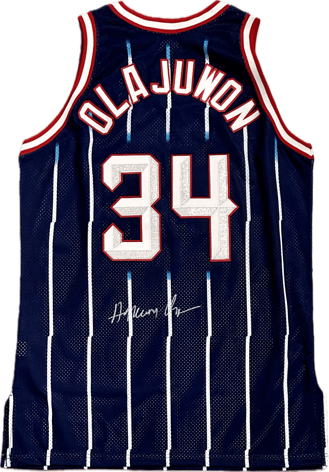 Hakeem Olajuwon Signed 1995-96 Authentic Houston Rockets Pro Cut Jersey Beckett Hakeem Olajuwon Jersey hakeem-olajuwon-1995-96-pro-cut, Houston Rockets, supplier stock photo