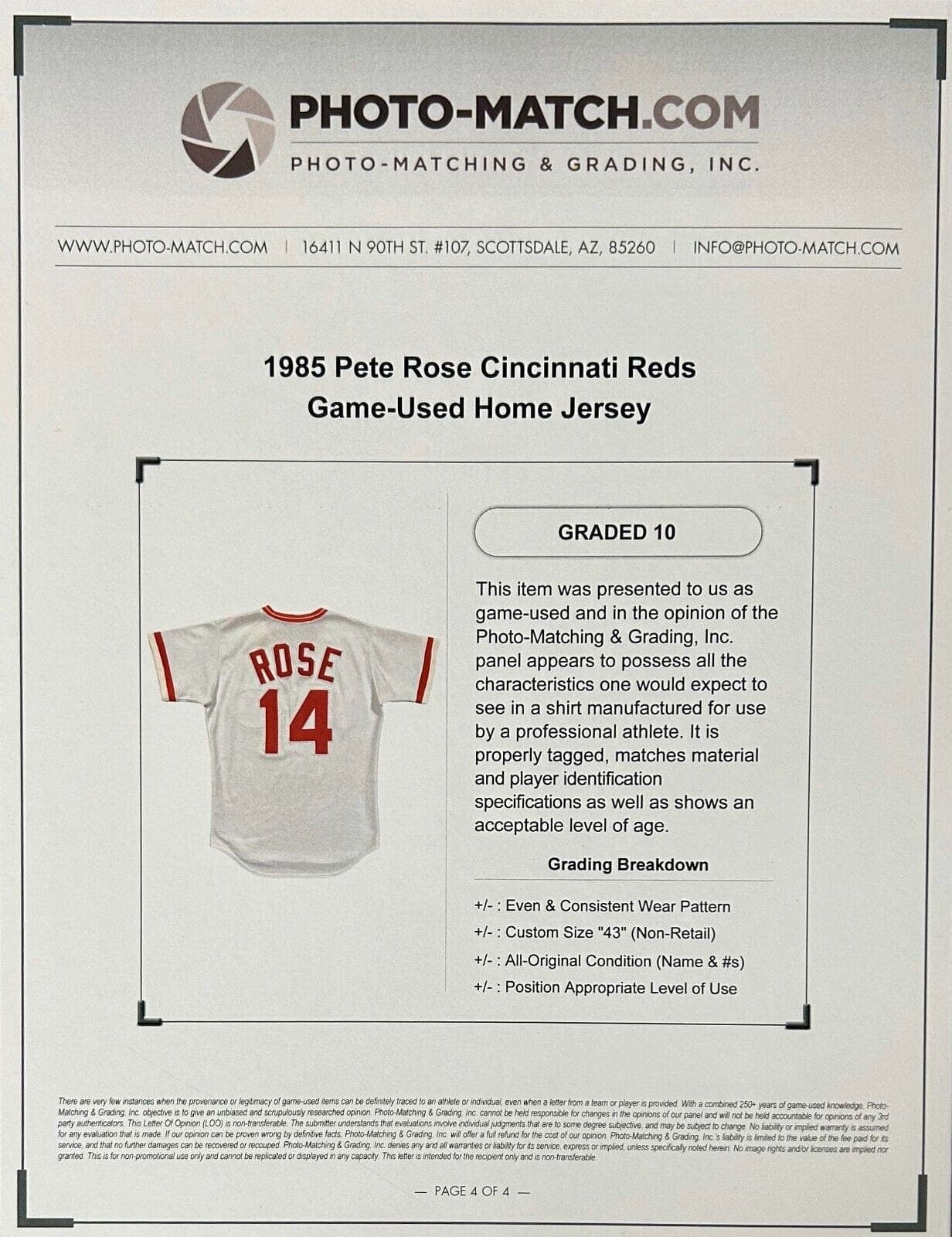 Pete Rose Cincinnati Reds Game Used Home Uniform Authenticated By PhotoMatch.Com Pete Rose Jersey pete-rose-game-used-home-uniform, Cincinnati Reds, view 18, supplier stock photo