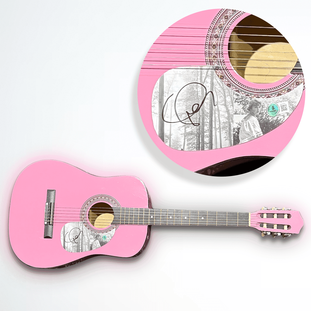 Taylor Swift Signed Autographed Pink Acoustic Guitar Beckett Authen Folklore Other taylor-swift-pink-acoustic-guitar-authen, view 2, supplier stock photo