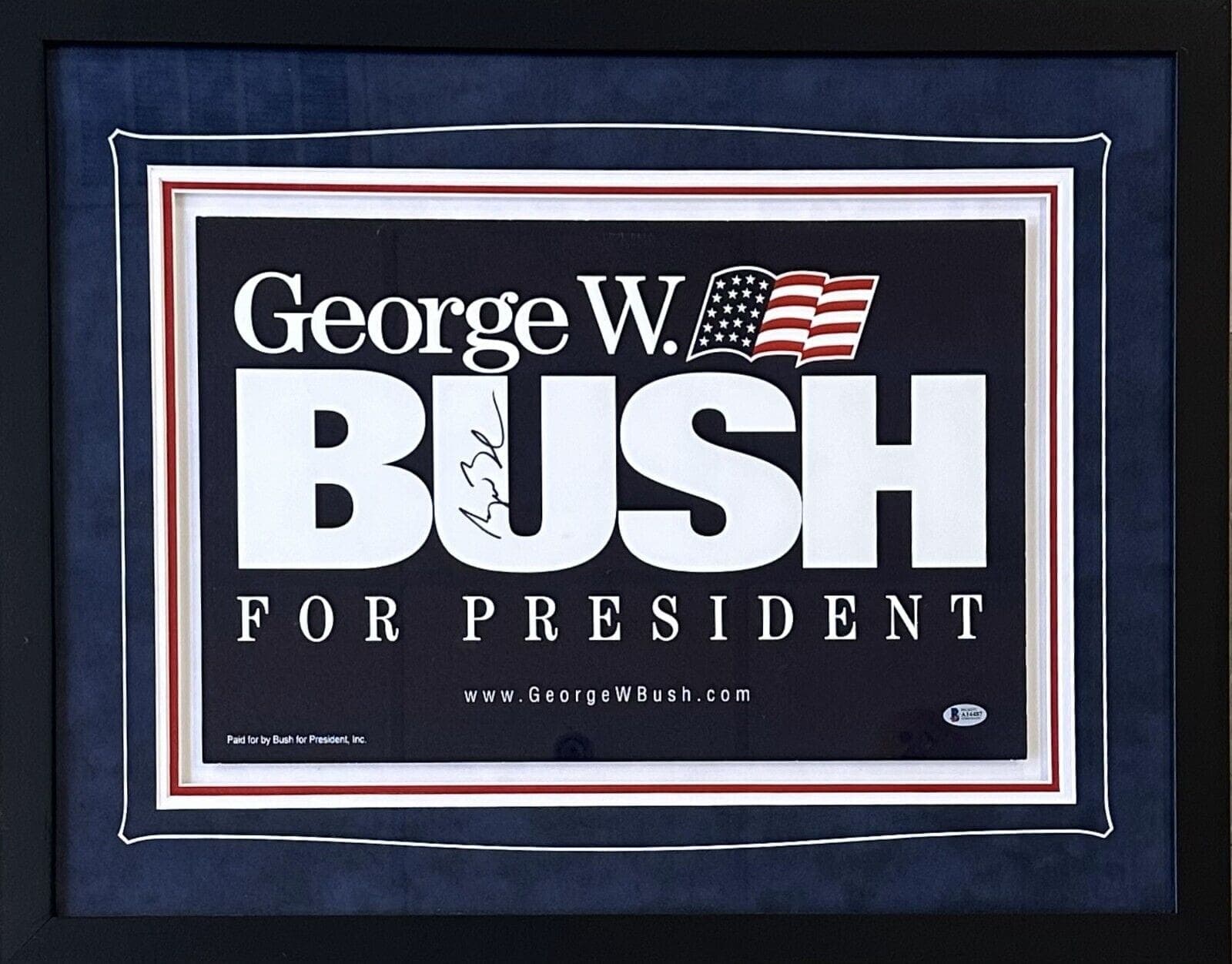 George W. Bush Signed Autographed Framed Campaign Sign Beckett Full Letter Other george-bush-framed-campaign-sign-full, supplier stock photo
