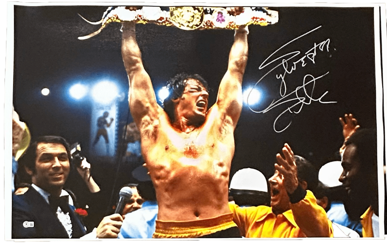Sylvester Stallone Signed Rocky III Framed Canvas 24×36 Beckett Authen B Sylvester Stallone Canvas 24x36-sylvester-stallone-rocky-iii-framed-24, view 2, supplier stock photo