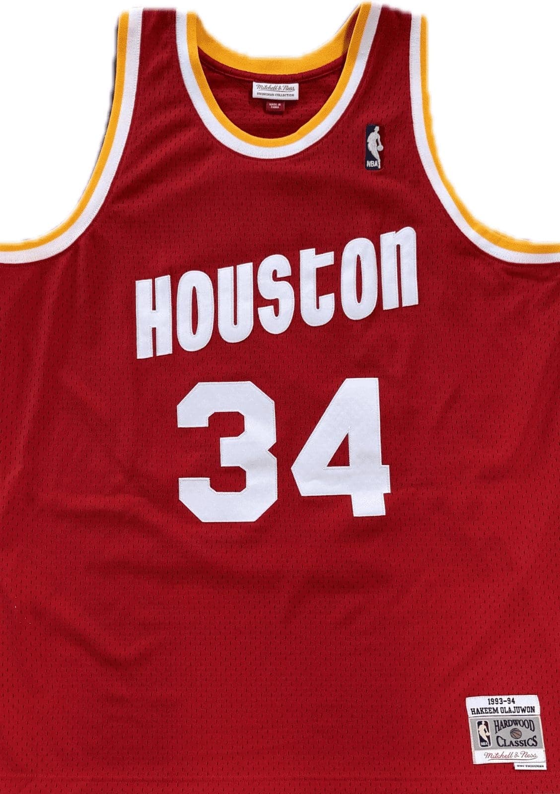 Hakeem Olajuwon Signed 93-94 Mitchell & Ness Hardwood Classics Rockets Jersey JS Hakeem Olajuwon Jersey 93-94-mitchell-ness-hardwood-classics, Houston Rockets, view 3, supplier stock photo