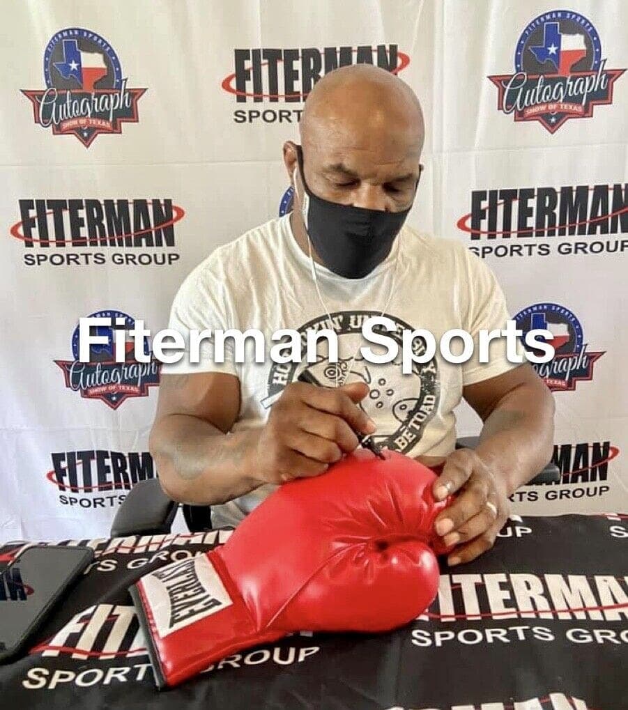 Mike Tyson Signed Left Red Leather Boxing Glove JSA and Mike Tyson Hologram Mike Tyson Glove left-red-leather-boxing-hologram, view 3, supplier stock photo