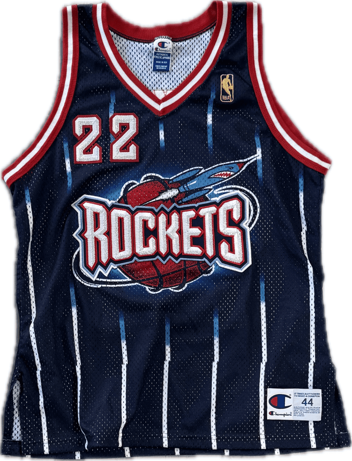 Clyde Drexler Signed Autographed Champions 75th Anniv. Rockets Jersey Beckett Clyde Drexler Jersey champions-75th-anniv, Houston Rockets, view 2, supplier stock photo
