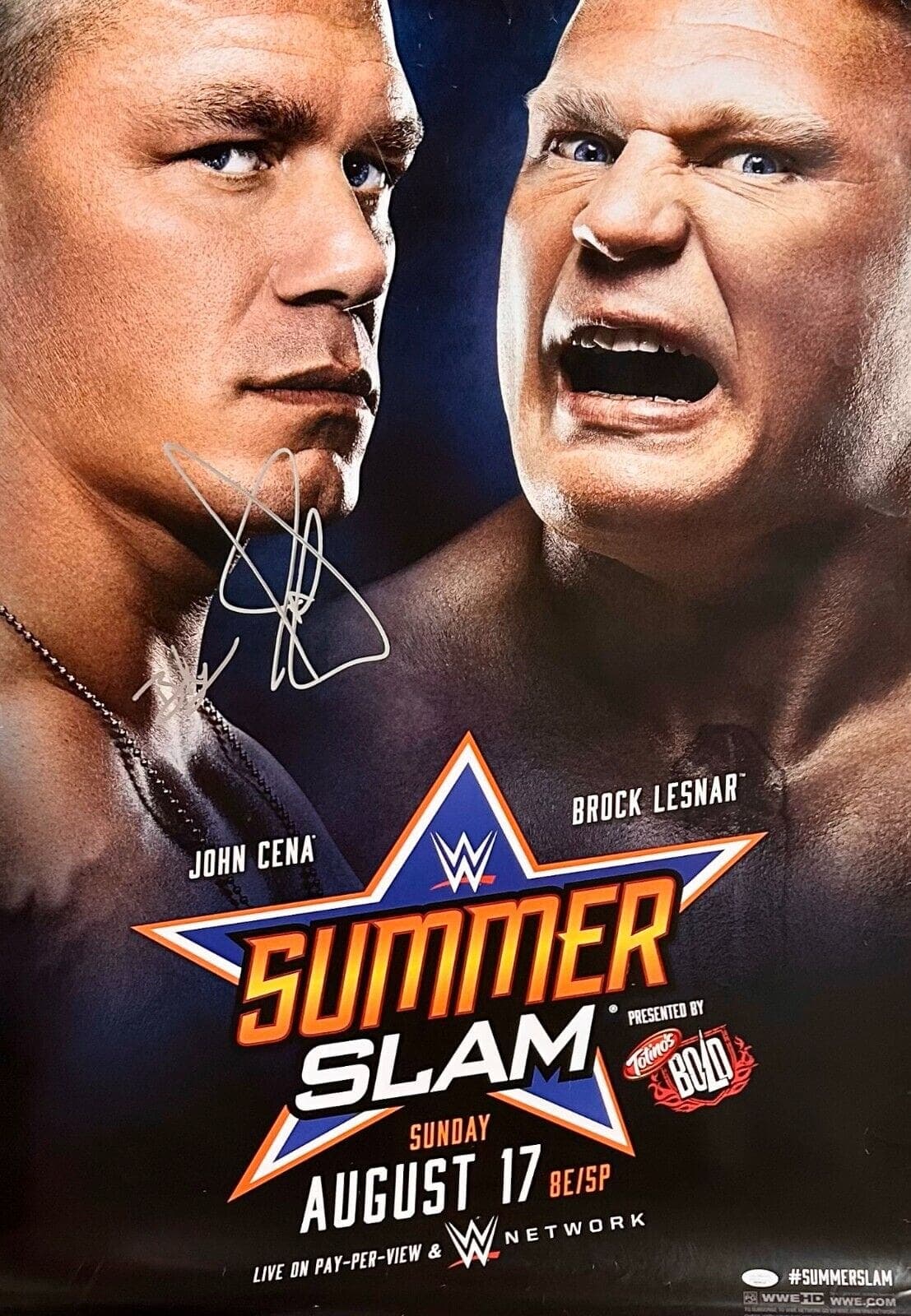 Brock Lesnar & John Cena Signed SummerSlam 40X27 Poster JSA Authenticated Brock Lesnar Other 40x27-john-cena-summerslam-poster, supplier stock photo