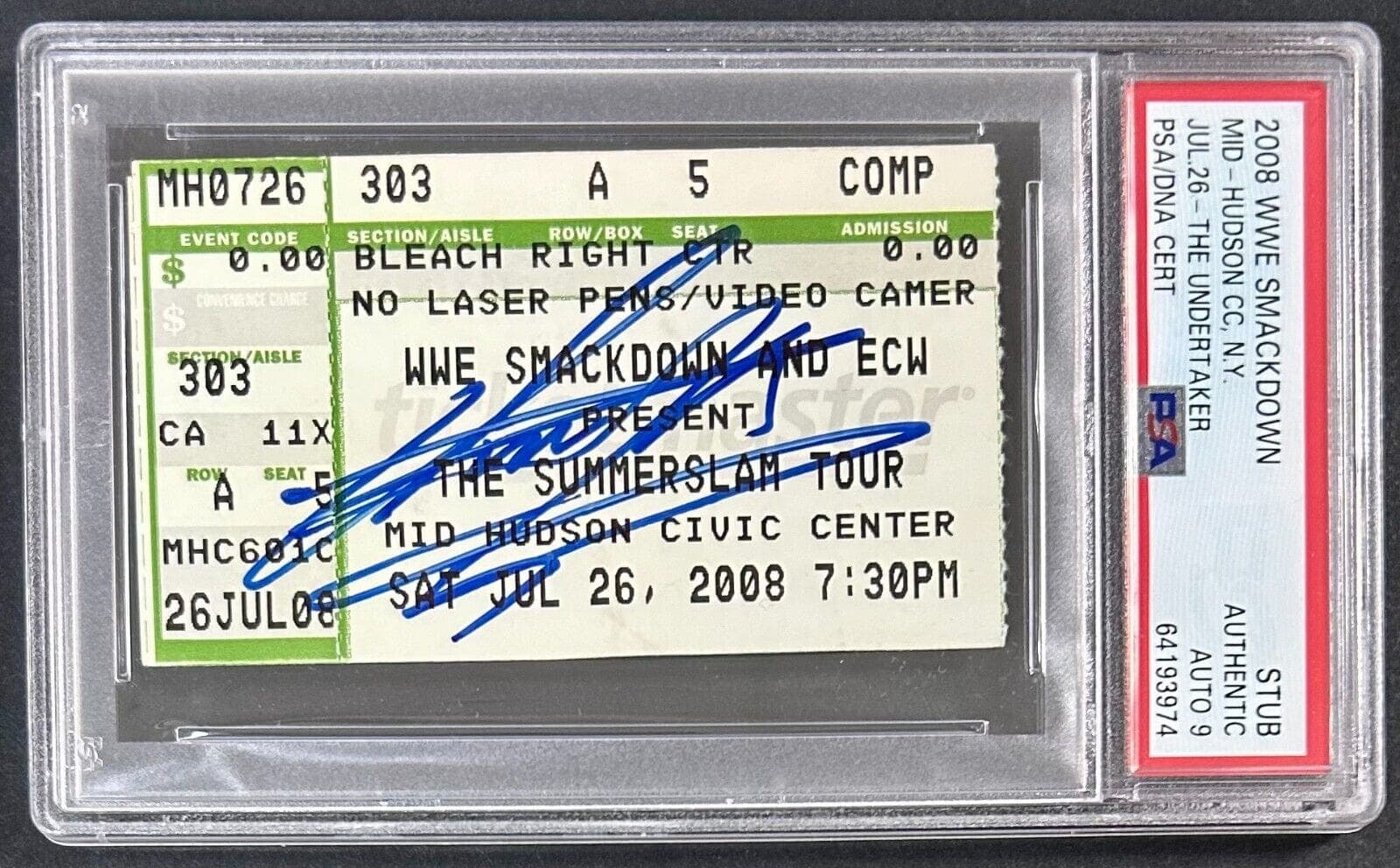 Undertaker Signed Autographed Smack Down & ECW Ticket Stub PSA Authen 84163974 Undertaker Ticket Stub smack-down-ecw-authen-84163974, supplier stock photo