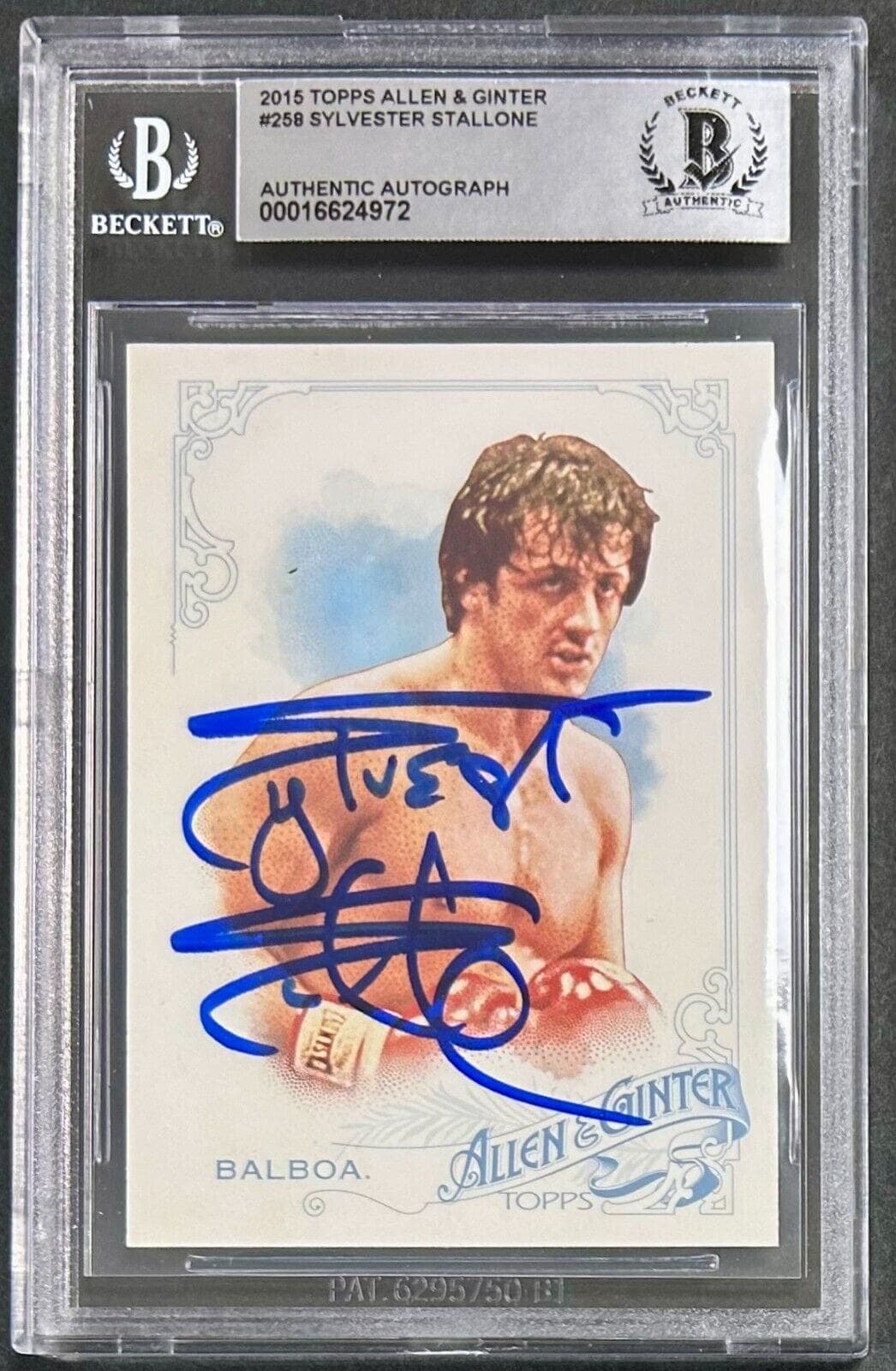 Sylvester Stallone Signed 2015 Topps Allen & Ginter Card Beckett 16624972 Card sylvester-stallone-2015-topps-allen-ginter, supplier stock photo