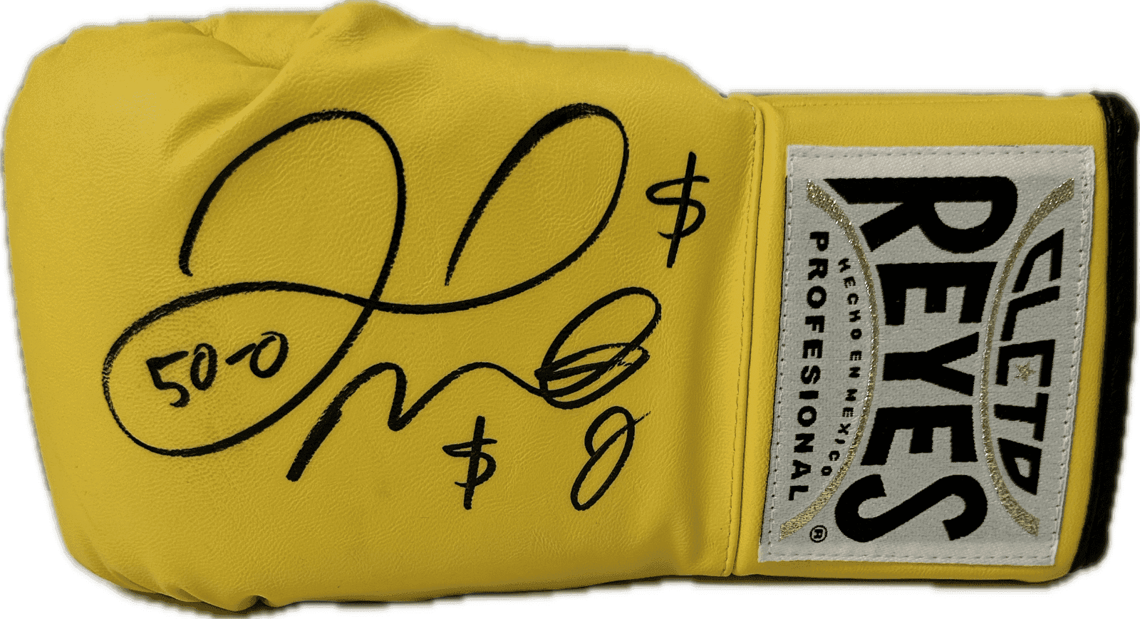 Floyd Mayweather Jr Signed Yellow Cleto Reyes Boxing Glove JSA Left w/50-0 $ Floyd Mayweather Jr. Glove yellow-cleto-reyes-boxing-left-50, supplier stock photo