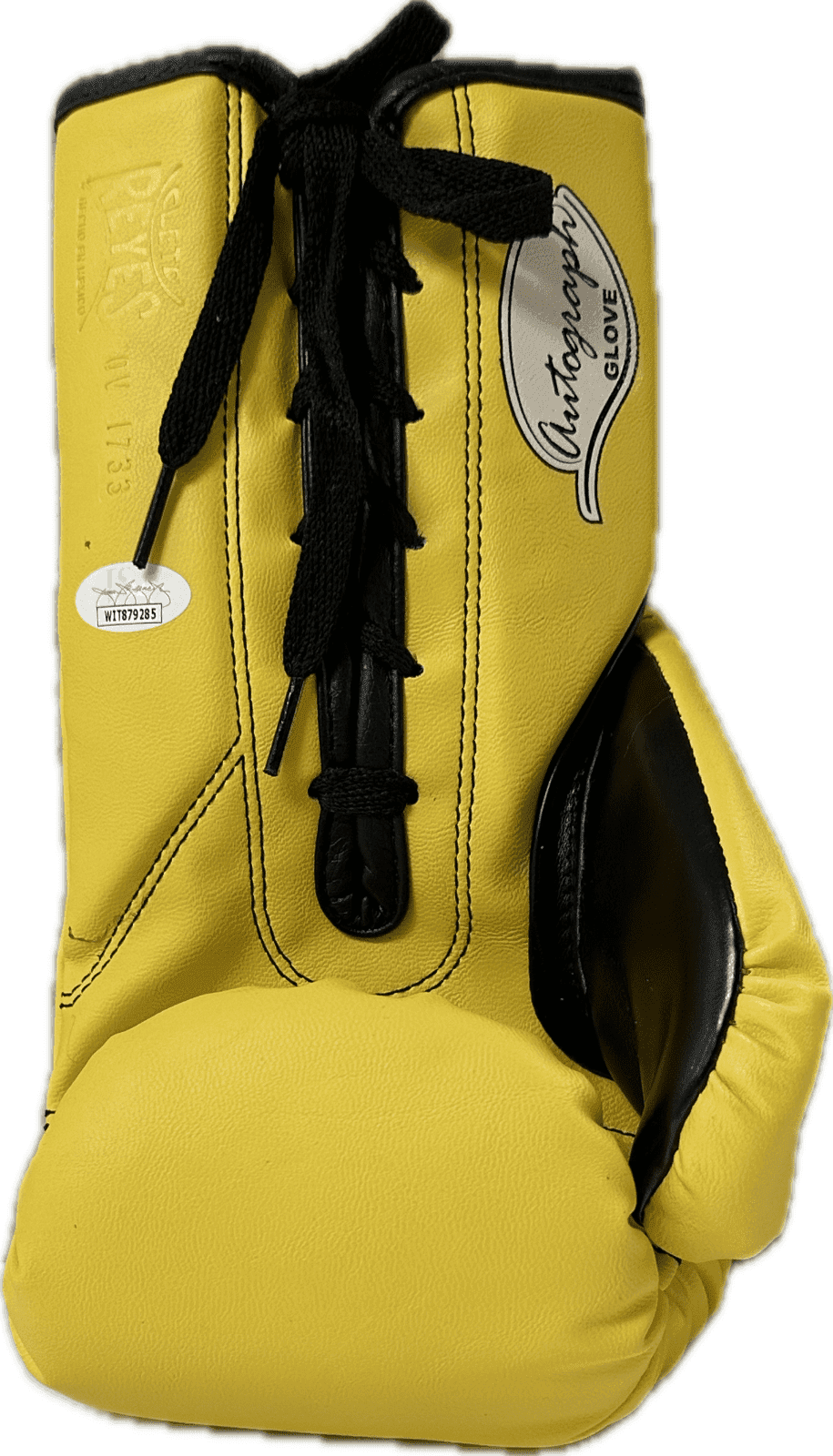 Floyd Mayweather Jr Signed Yellow Cleto Reyes Boxing Glove Left w/TBE & $ Floyd Mayweather Jr. Glove yellow-cleto-reyes-boxing-left-tbe, view 2, supplier stock photo
