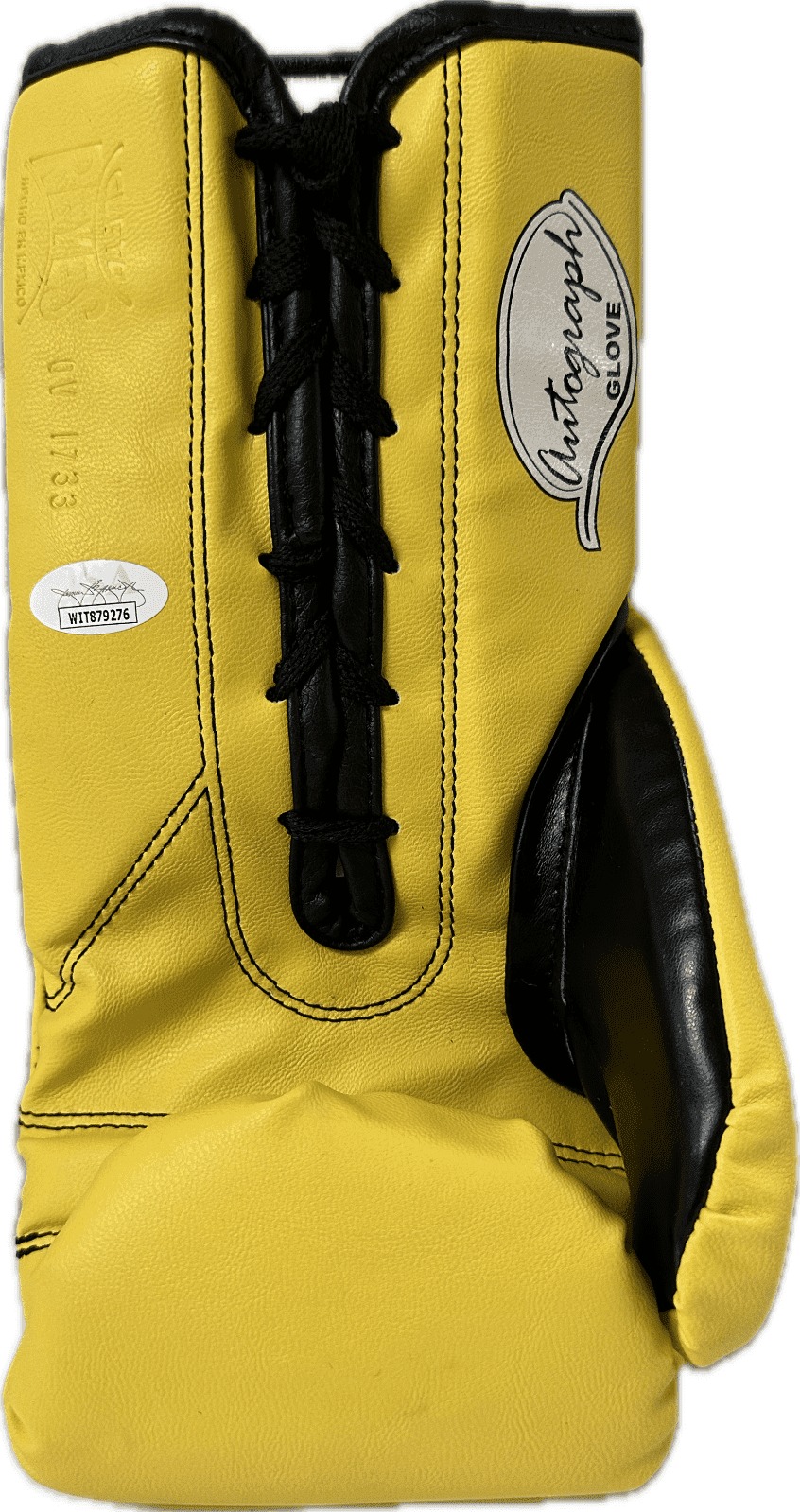 Floyd Mayweather Jr Signed Yellow Cleto Reyes Boxing Glove Left w/50-0 TBE $ Floyd Mayweather Jr. Glove yellow-cleto-reyes-boxing-left-50, view 2, supplier stock photo