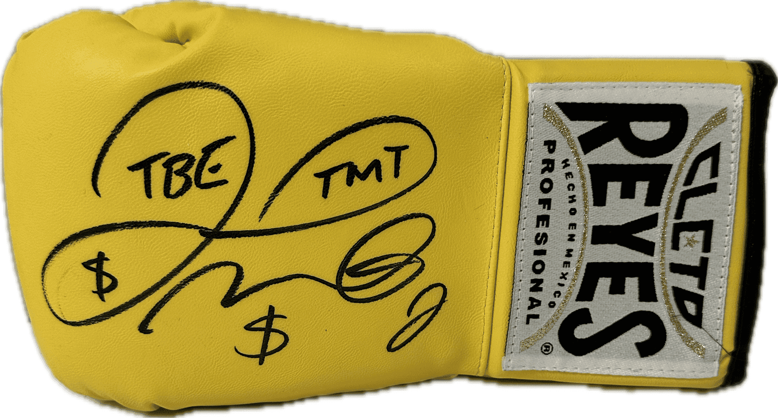 Floyd Mayweather Jr Signed Yellow Cleto Reyes Boxing Glove Left w/50-0 TBE $ Floyd Mayweather Jr. Glove yellow-cleto-reyes-boxing-left-50, supplier stock photo