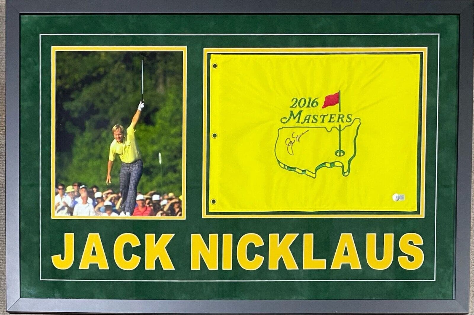 Jack Nicklaus Signed Autographed Framed Masters Flag Beckett Authenticated Jack Jack Nicklaus Other framed-masters-flag, supplier stock photo