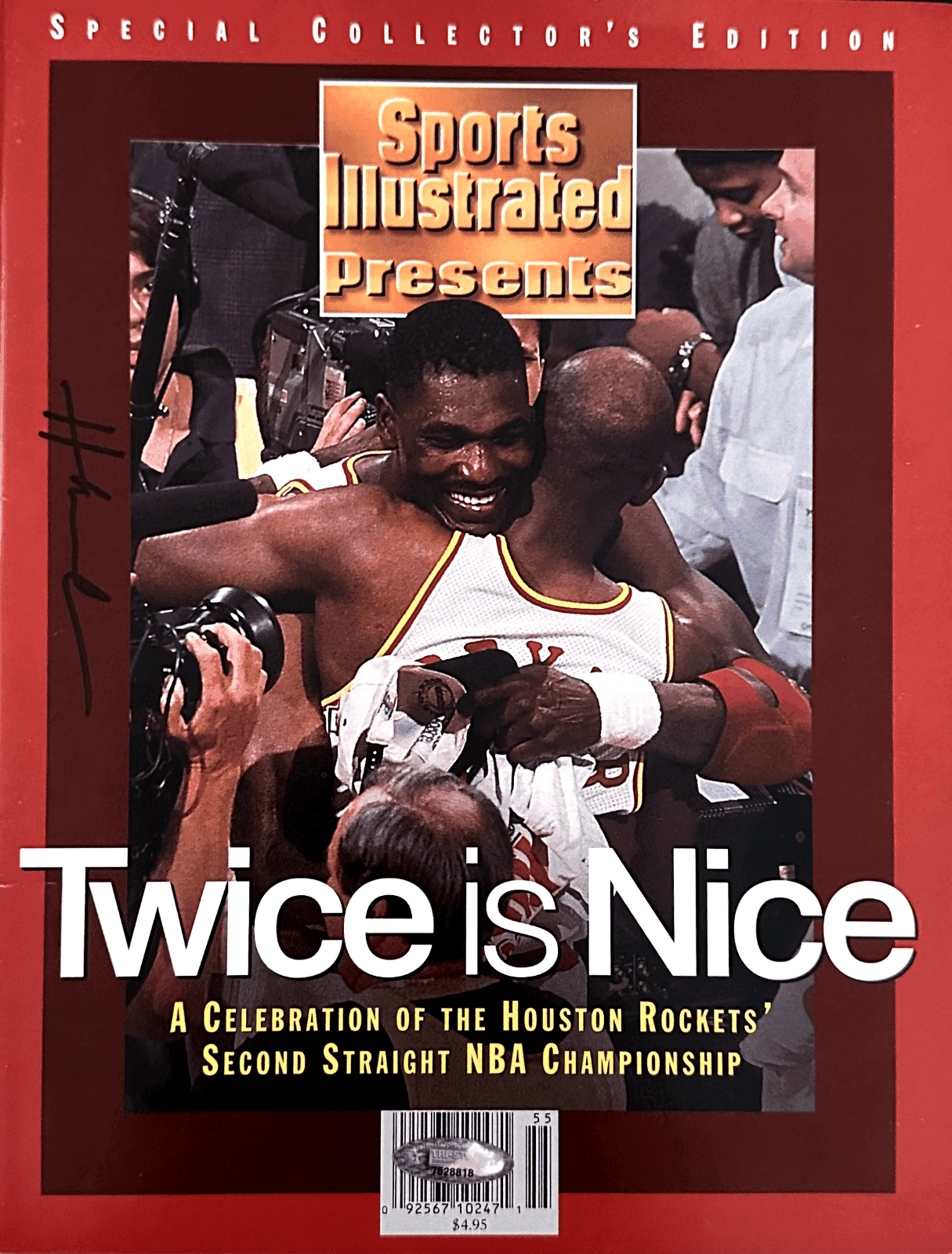 Hakeem Olajuwon Signed Twice is Nice Sports Illustrated Magazine TriStar Authen Hakeem Olajuwon Other twice-is-nice-illustrated-magazine-tristar, Houston Rockets, supplier stock photo