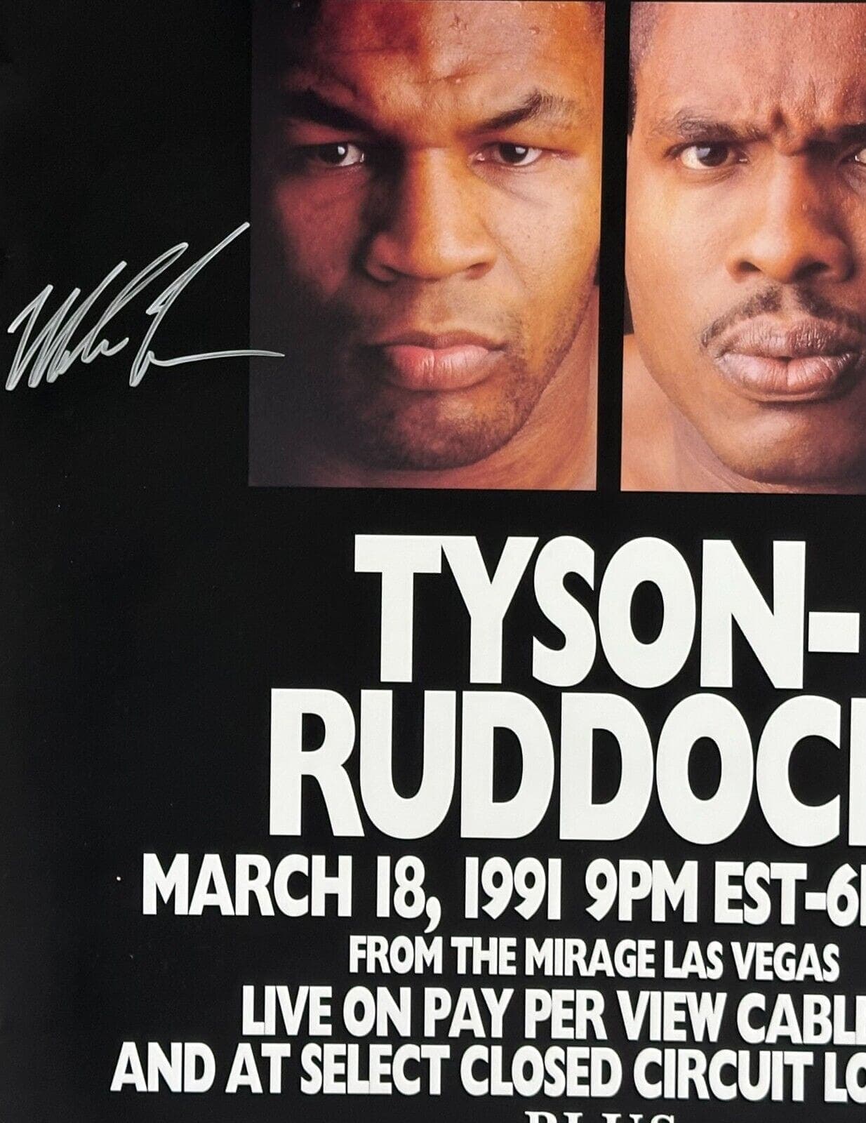 Mike Tyson vs Ruddock Signed Original Fight Poster JSA & Tyson Hologram Authen Mike Tyson Other vs-ruddock-original-fight-poster-hologram, view 2, supplier stock photo