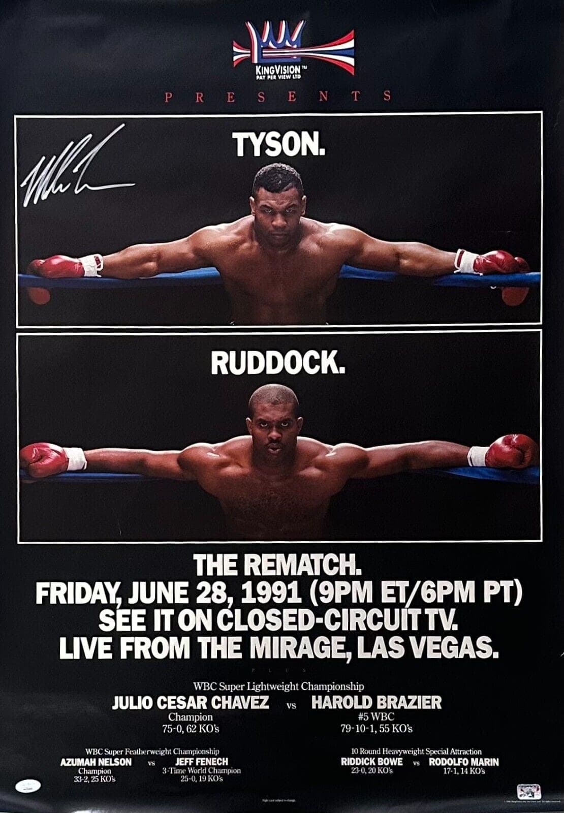 Mike Tyson vs Ruddock II Signed Original Fight Poster JSA & Tyson Holo Authentic Mike Tyson Other vs-ruddock-ii-original-fight-poster, supplier stock photo
