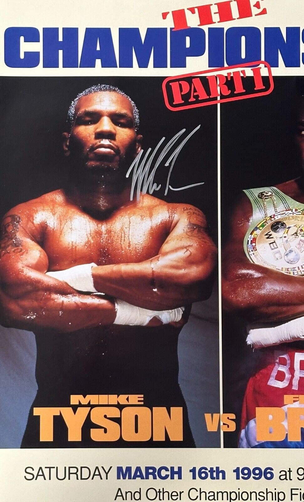 Mike Tyson vs Bruno Signed Original Fight Poster JSA & Tyson Holo Authentic Sil Mike Tyson Other vs-bruno-original-fight-poster-holo, view 2, supplier stock photo