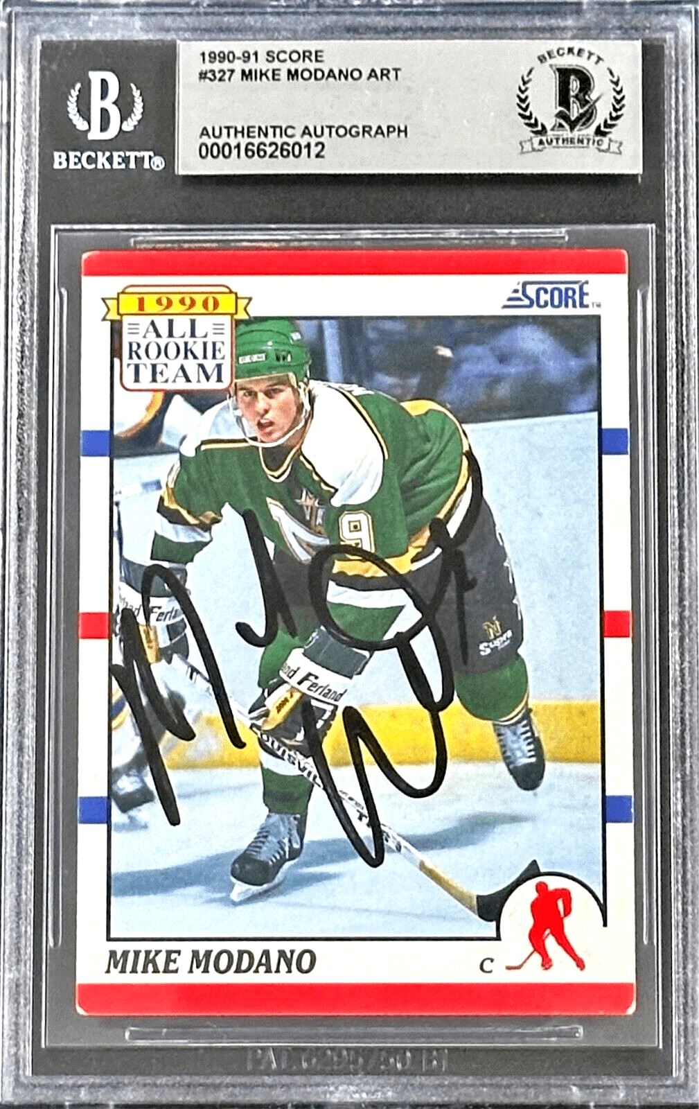 Card mike-modano-1990-91-score-327, supplier stock photo