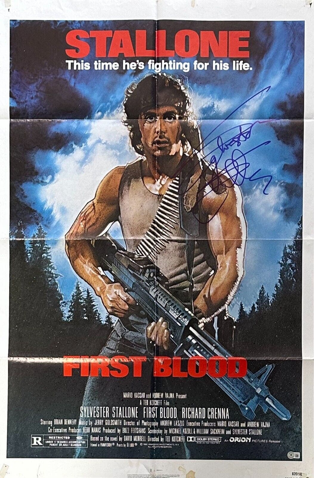 Sylvester Stallone Signed First Blood Original Movie 27×41 Poster BAS AC67507 Sylvester Stallone Other 27x41-sylvester-stallone-first-blood-original, supplier stock photo