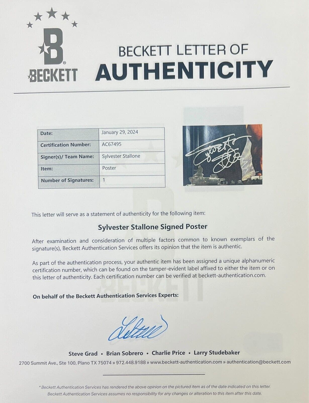 Sylvester Stallone Signed Rambo III Original Movie 27×41 Poster BAS AC67495 Sylvester Stallone Other 27x41-sylvester-stallone-rambo-iii-original, view 3, supplier stock photo