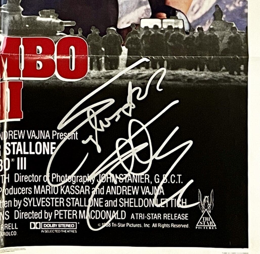 Sylvester Stallone Signed Rambo III Original Movie 27×41 Poster Beckett Gem 10 Other 27x41-sylvester-stallone-rambo-iii-original, view 2, supplier stock photo