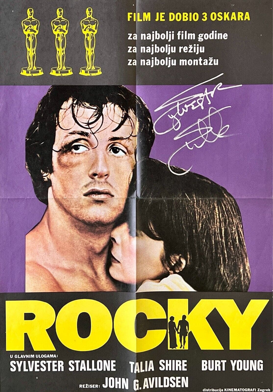 Sylvester Stallone Signed Rocky Original Croatian Movie 19×27 Poster BAS AC29817 Other 19x27-sylvester-stallone-rocky-original-croatian, supplier stock photo